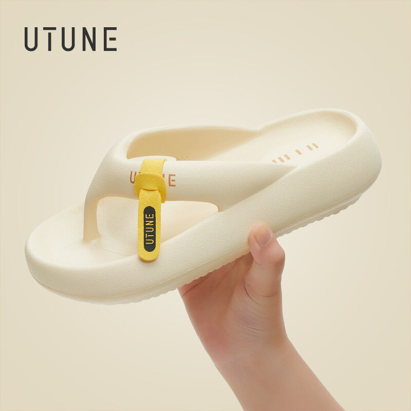UTUNE Women Flip Flops Soft Flat Slippers Bright Color Thick Sole Non-slip Rubber Beach Slides for Ladies ราคา 288 บาท*ส่งฟรี