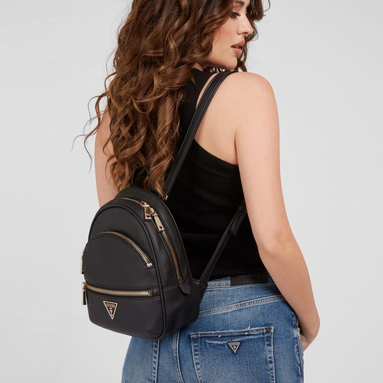 guess mini backpack for women's Factory Galatia Backpack, Cream, S : Buy Online at Best Price in KSA emblem and exterior zip pocket Women's Guess Mini Zip Backpack