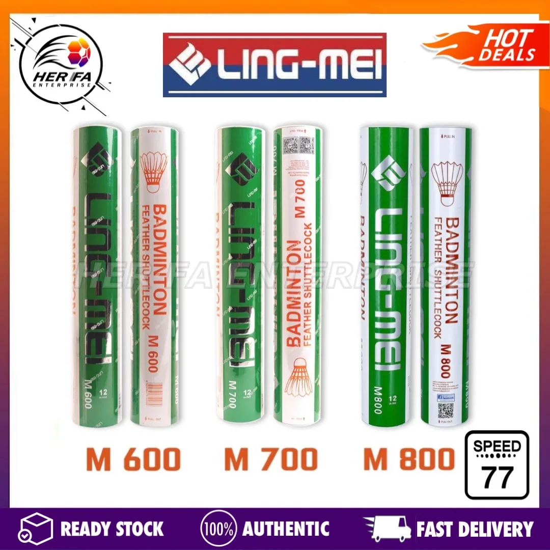 LING MEI Feather Badminton Shuttlecocks M600 / M700 / M800 (12pcs) 77speed 100%ORIGINAL Bulu Tangkis