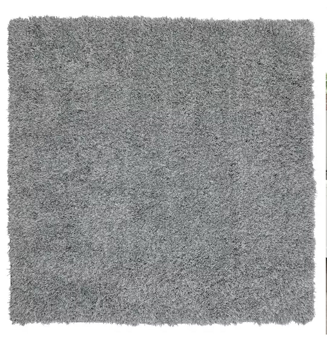 VINDEBAK Rug, high pile, grey, 80x80cm | Lazada