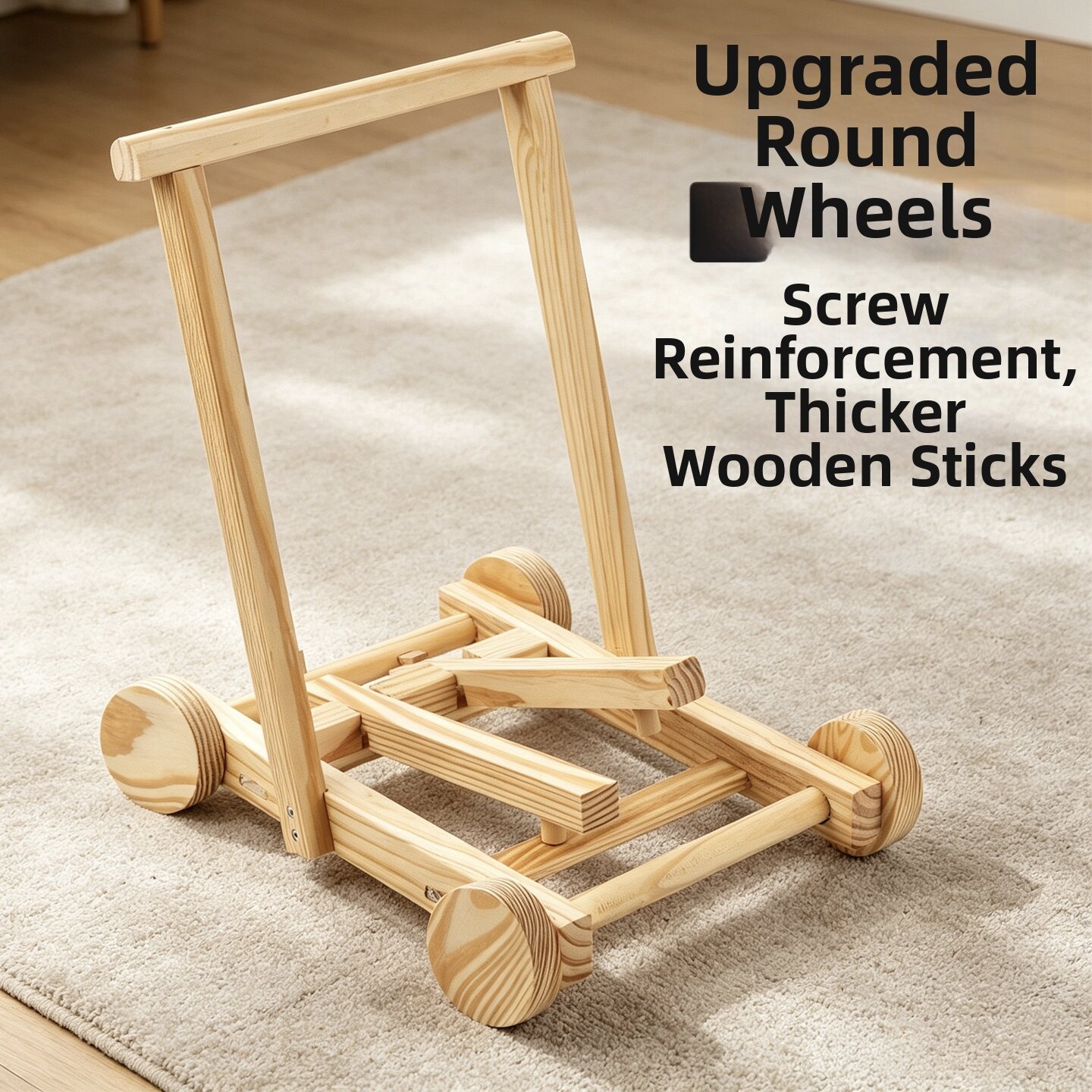 WANJU | Wooden Push Walking Toddler Cart