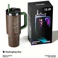 ZIPPO Rasmi Black Warrior Max Series Tertebut Piala 1200ml Keluli Tahan Karat Penyejukan Piala Sukan Luar Hadiah Piala Air Tumbler