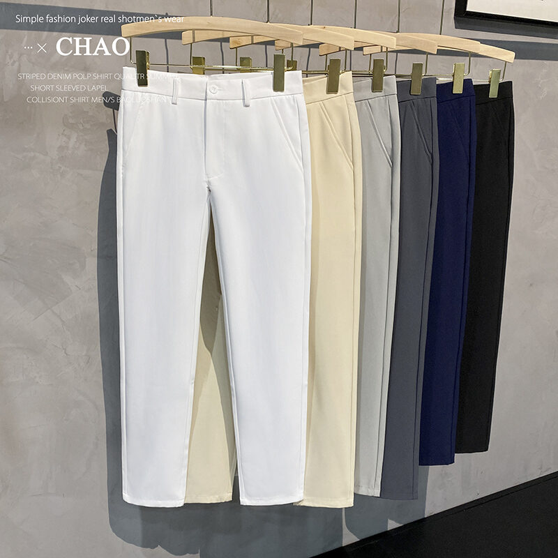Fall Small Suit Pants Men's Ninth Pants Sub-Pendant Drape Silm Tapered Casual Pants Men Business All-Match Suit Pants Tide. 