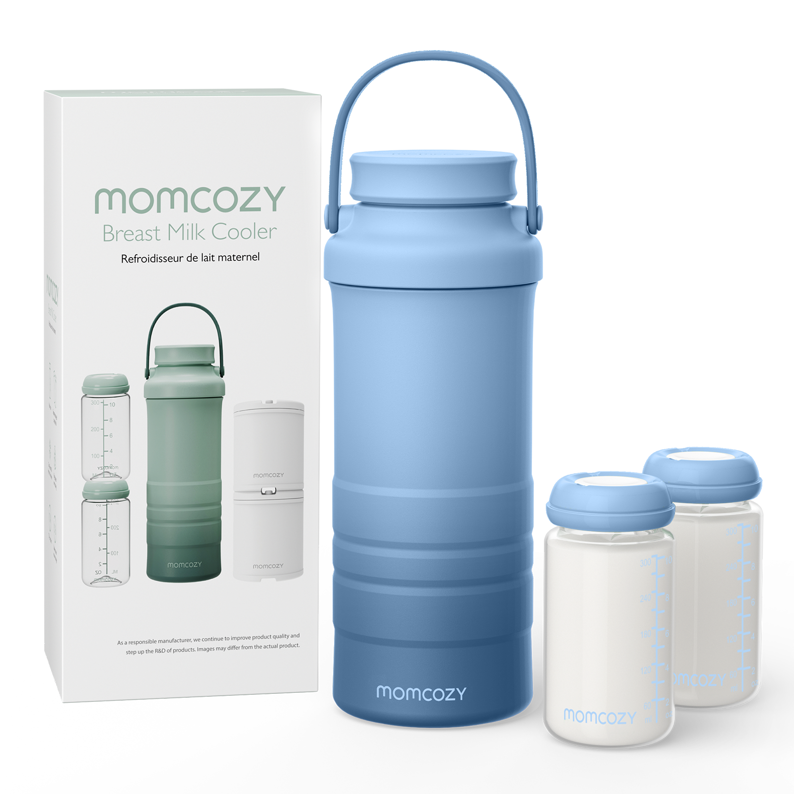 Momcozy 22oz Portable Breast Milk Cooler for Outdoor Life Saver with 360° Total Cooling for 24 Hours Larger Capacity Travel Breastmilk Chiller with 2pcs Baby Bottles for Breastmilk Storage