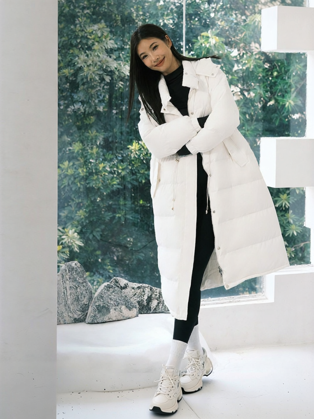 La Nikar | Hooded Long Down Coat White Duck Down - Jenama La Nikar Harga 792 Ringgit*Penghantaran Percuma