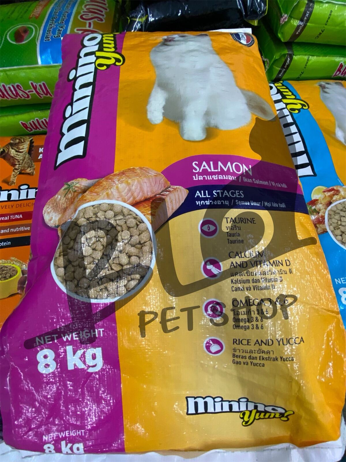 Minino Cat Dry Food FLAVORED WITH TUNA , SALMON & SEAFOOD KITTEN & ADULT CAT / Makanan Kucing 7.