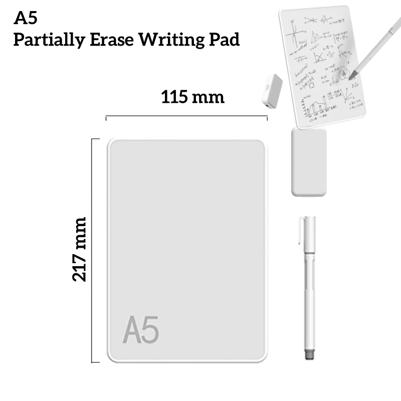 A4 A5 Partial Erase Whiteboard Microcapsule Writing Board Dry Erase Magnetic Board Kids Study Memo Pad Notebook Reusable Drawing Board School Office Home with Pen & Eraser