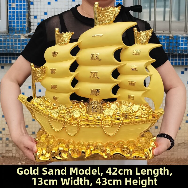 Good Luck Sailboat Figurine Office High End Opening Gift Full Return Home Living Room Bar Cabinet Decorations Creative Resin Craft