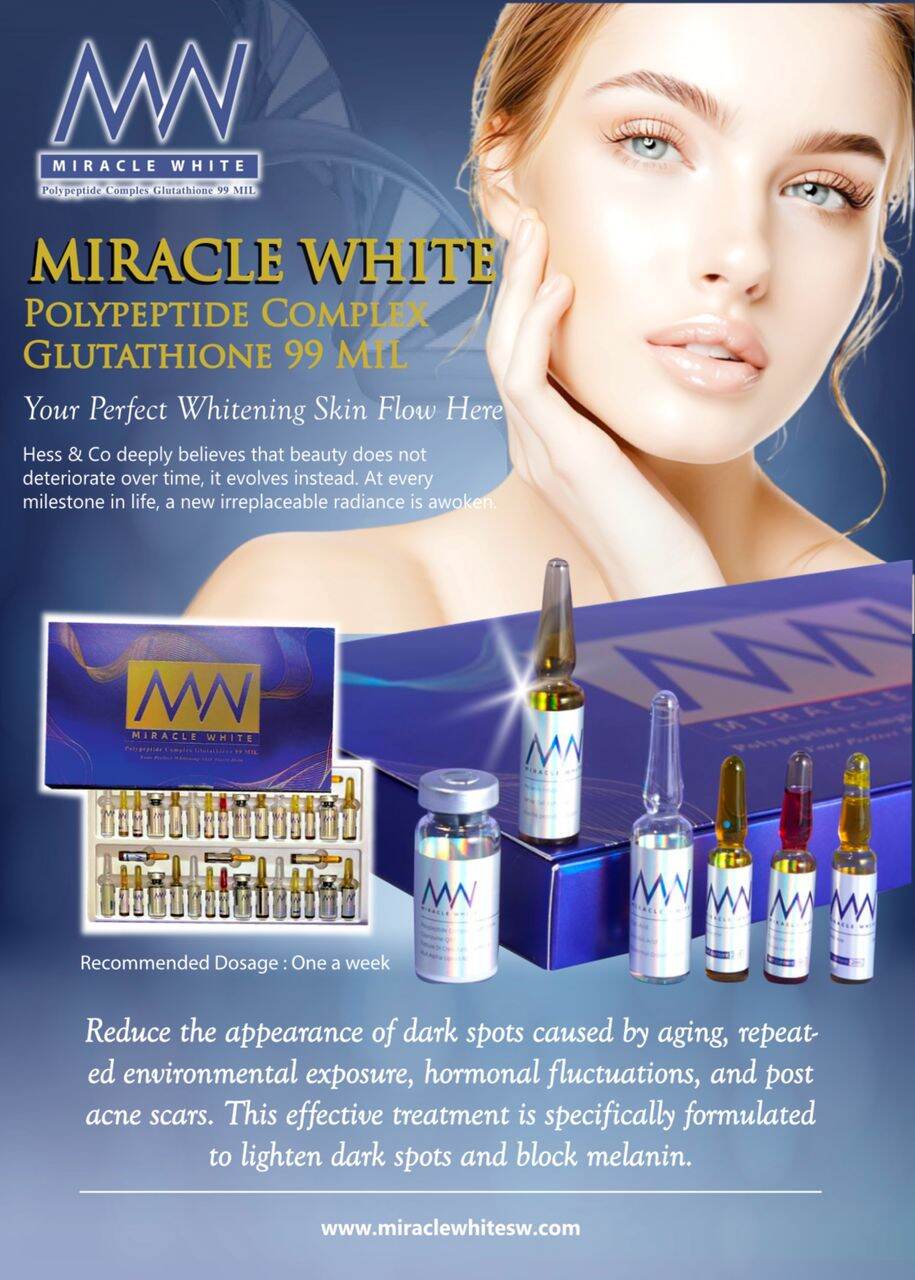 miracle white 90000 glutathione skin whitening injection Miracle White Dosage Guide: Which MG is Right for Your Skin? main image 0