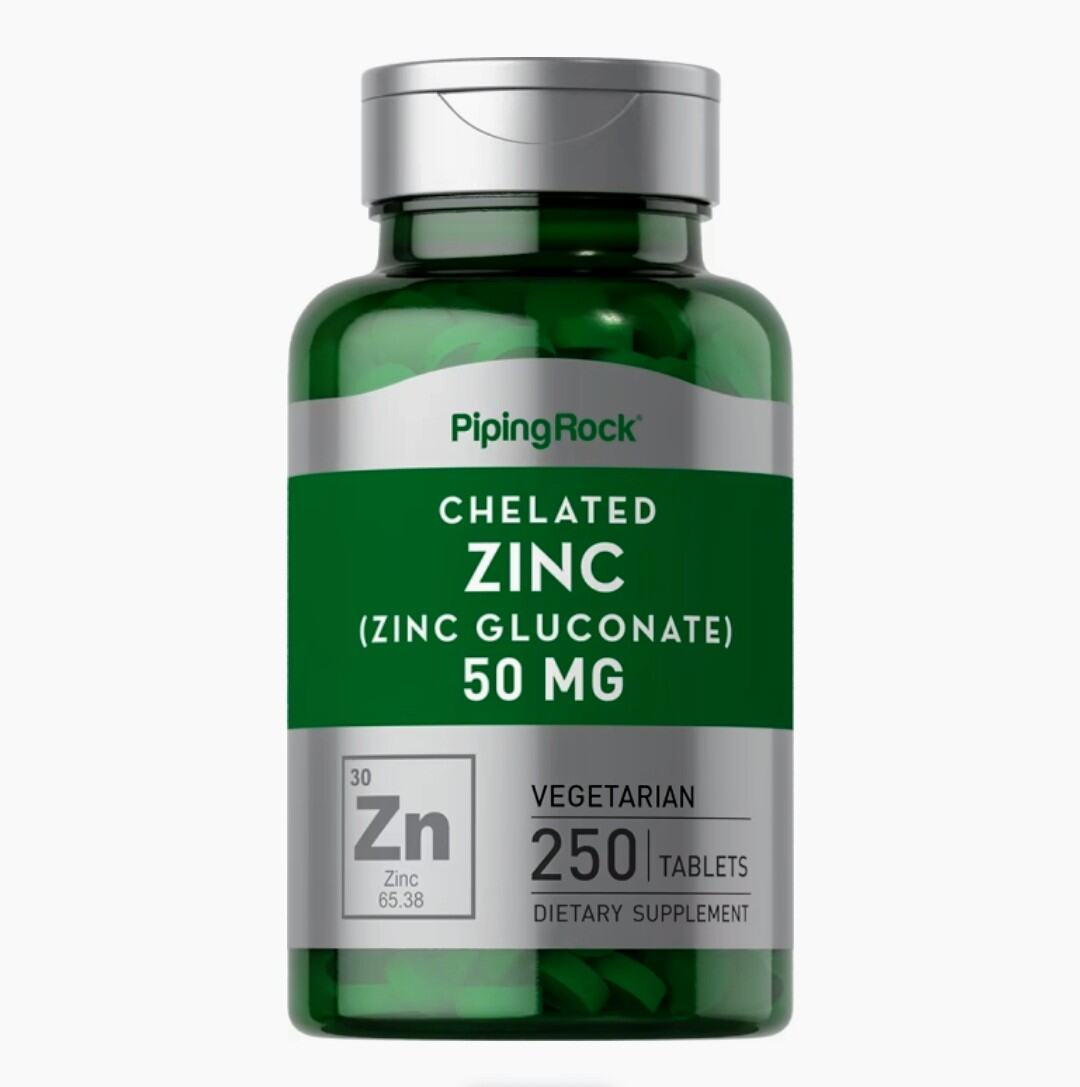 Authentic Zinc (Gluconate), 50 mg, 250 Tablets for Men Health Chelated