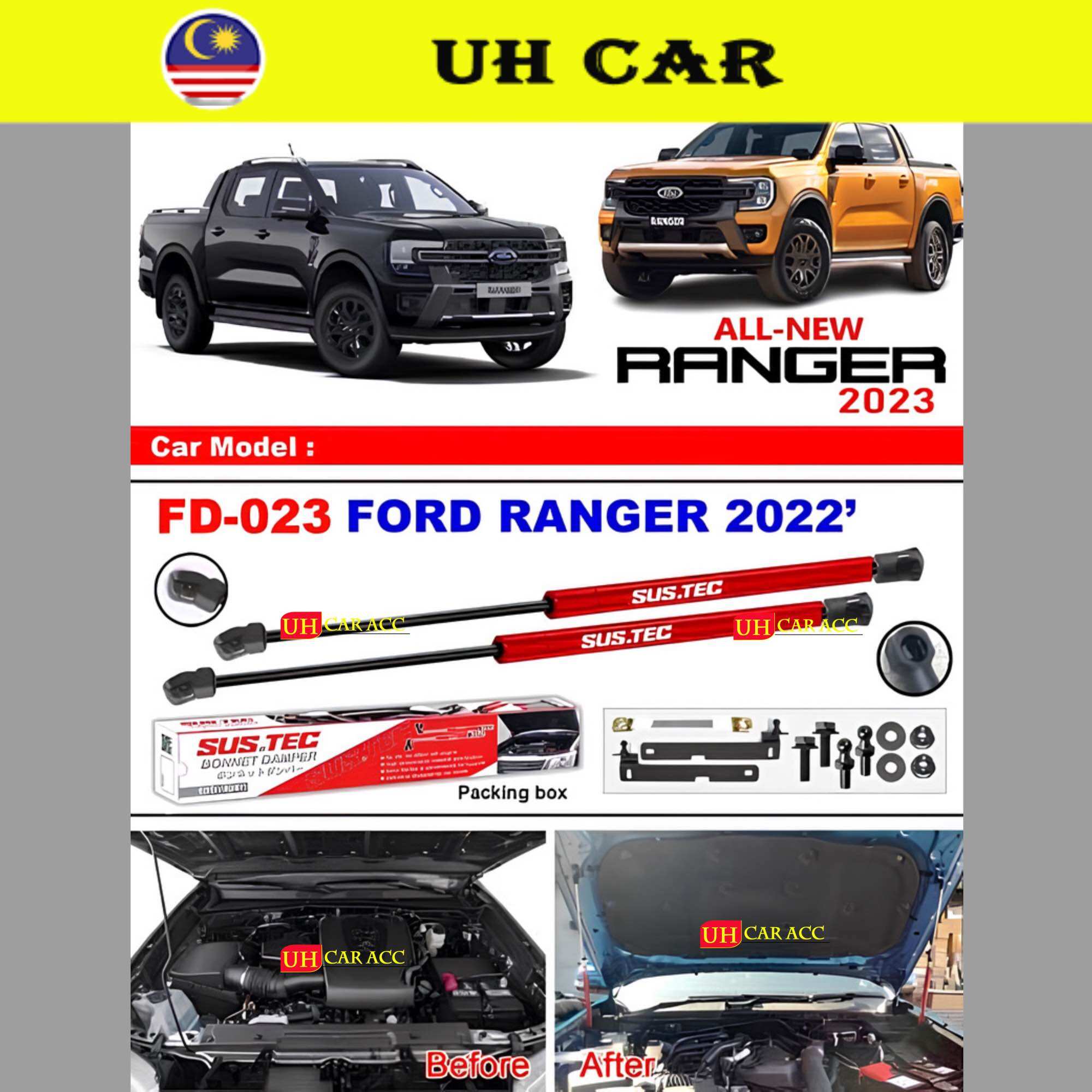 Vérins à Gaz Pour Hayon Ford Ranger Raptor 2023+ - Amortisseur De Hayon, Kit Gauche Et Droite