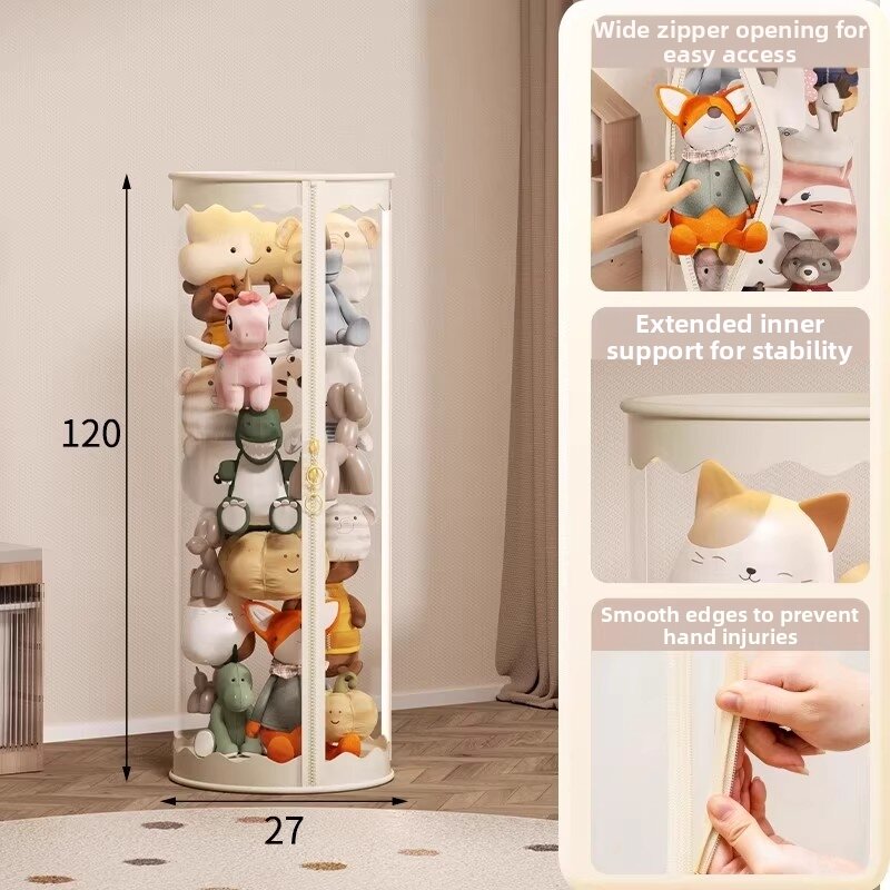 Transparent Zipper Plush Toy Storage Box