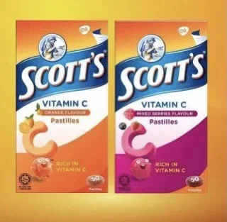 Scott’s Vitamin C 50 Pastilles Orange / Mixed Berries Flavour
