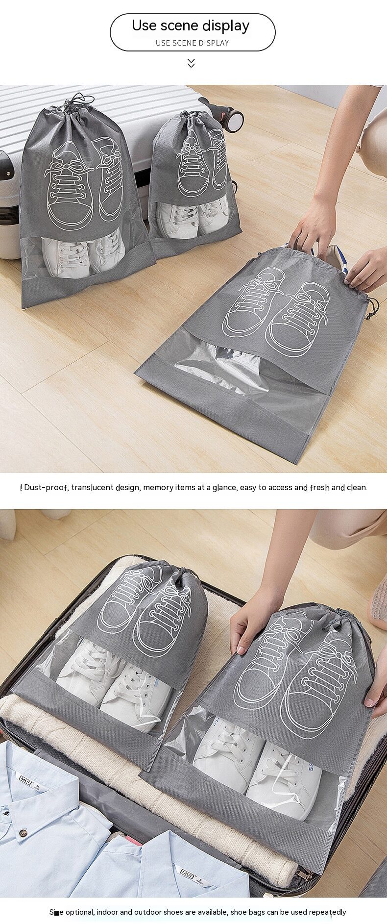 Non-woven Shoe Storage Bags Dustproof Bundle Pockets For Travel_voghion.com