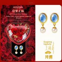 GUGONG UPDATE | High-end Blue Crystal Earrings 925 Silver