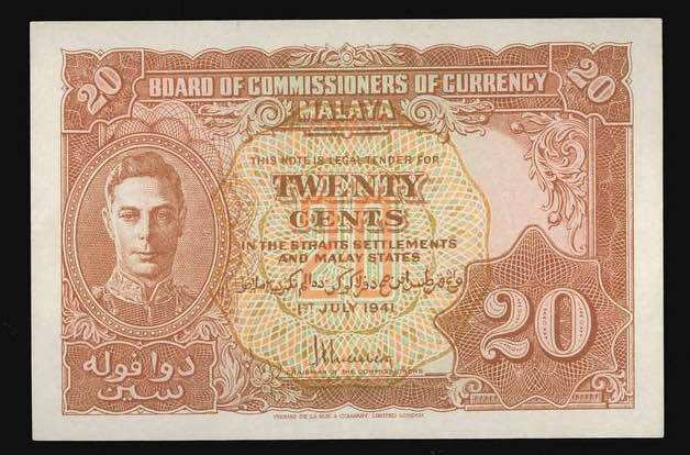 Malaysia Duit Lama Old Banknote - 1941 Malaya 5 Cents & 10 Cents