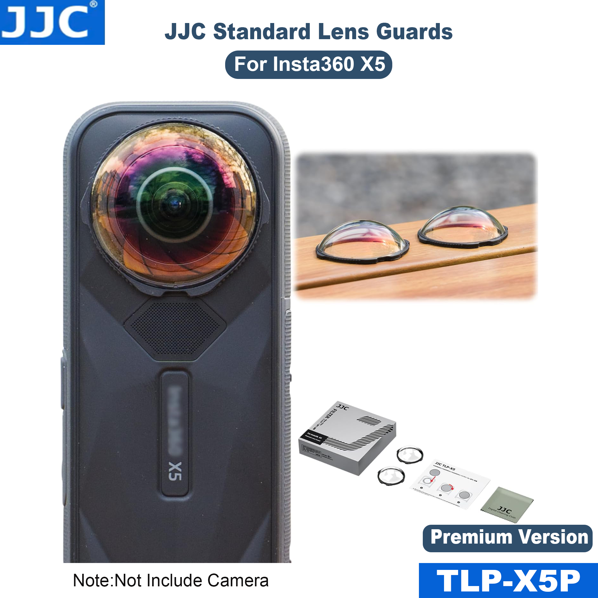 JJC Lens Guard for Insta360 X5,Optical Glass Lens Protector for Front and Rear Lens,98.5% Light Transmittance & Multi-Coated,Premium / Regular Version Available