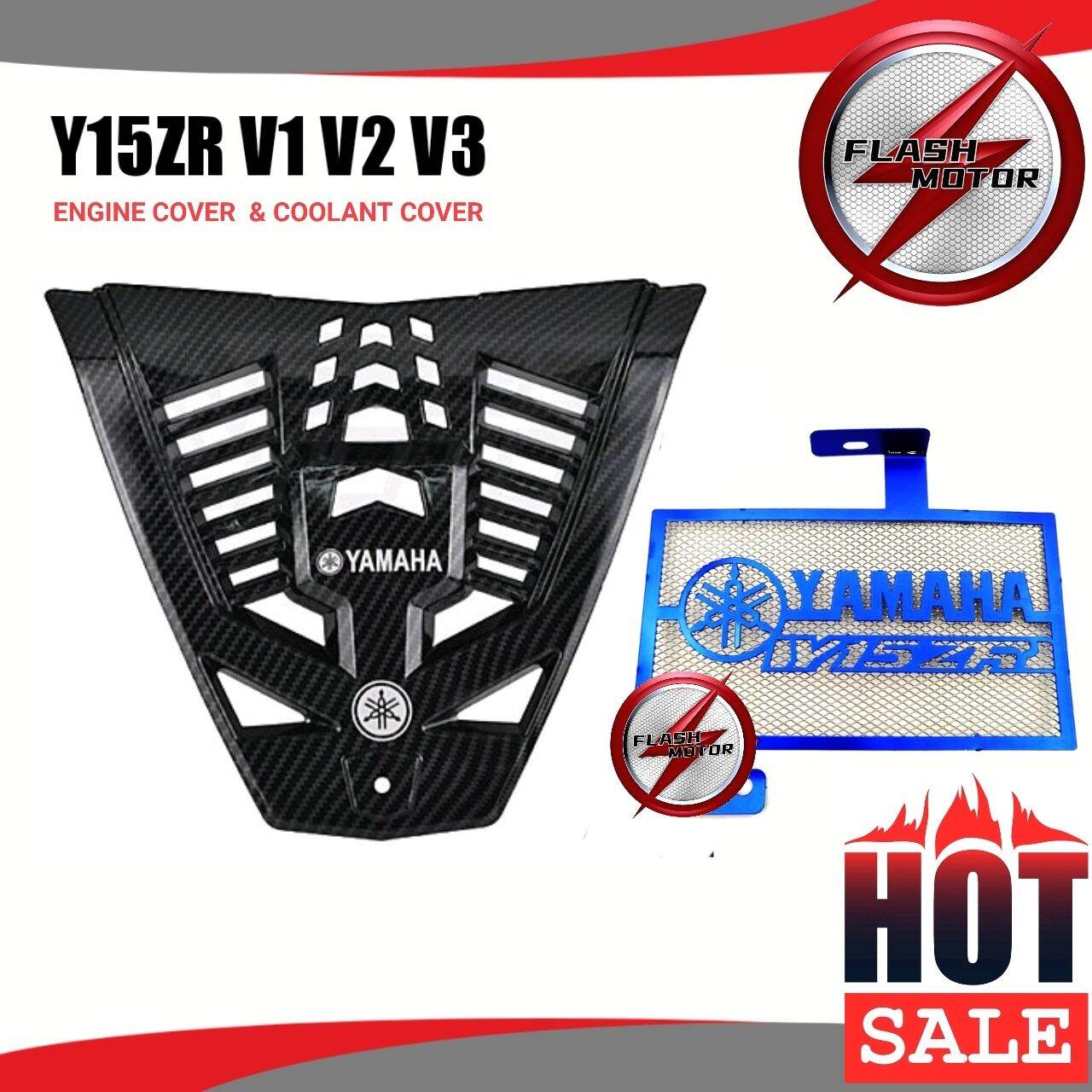 Flashmotor Y15 Y15ZR V1 V2 V3 ENGINE COVER PVC Carbon Black + Radiator ...