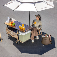 JILAIYAO | Folding Outdoor Camp Wagon with Sun Umbrella and Adjustable Table
