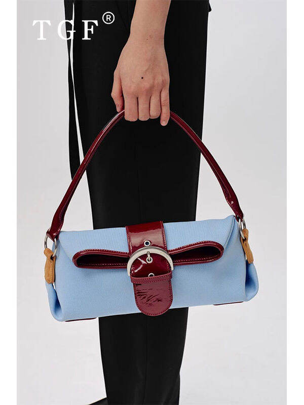 Color Block Knitted Leather Women's Handbag Underarm Bag Large Capacity Luxury Fashion Spring 2025 TGF Brand Soft Handle. 