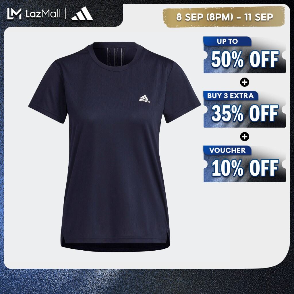 adidas  Training AEROREADY Designed 2 Move 3-Stripes Sport Tee Women Blue HK6527
