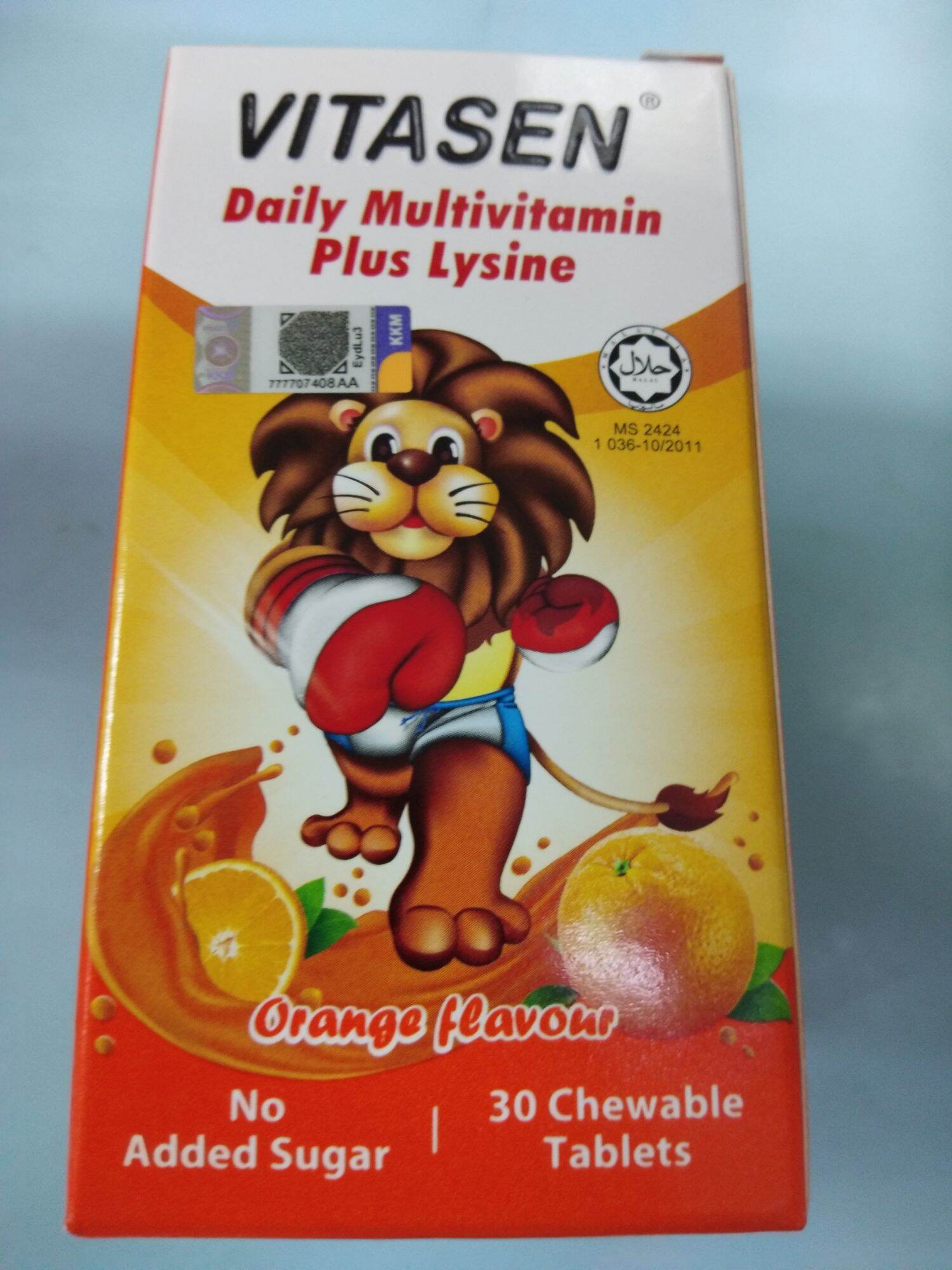 VITASEN Daily Multivitamin Plus Lysine Orange flavour 30 Chewable