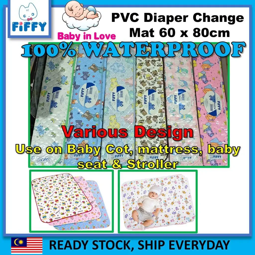 Fiffy PVC Cot Sheet- White/Pink/Blue