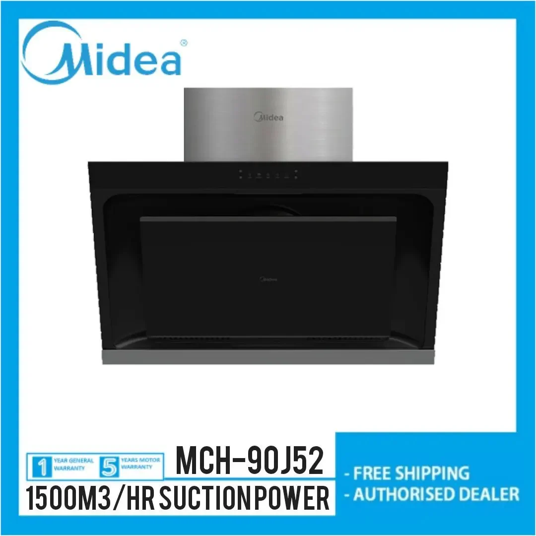 MIDEA 1500m3/hr SUCTION POWER COOKER HOOD MCH90J52 WITH GAS/ELECTRIC STOVE