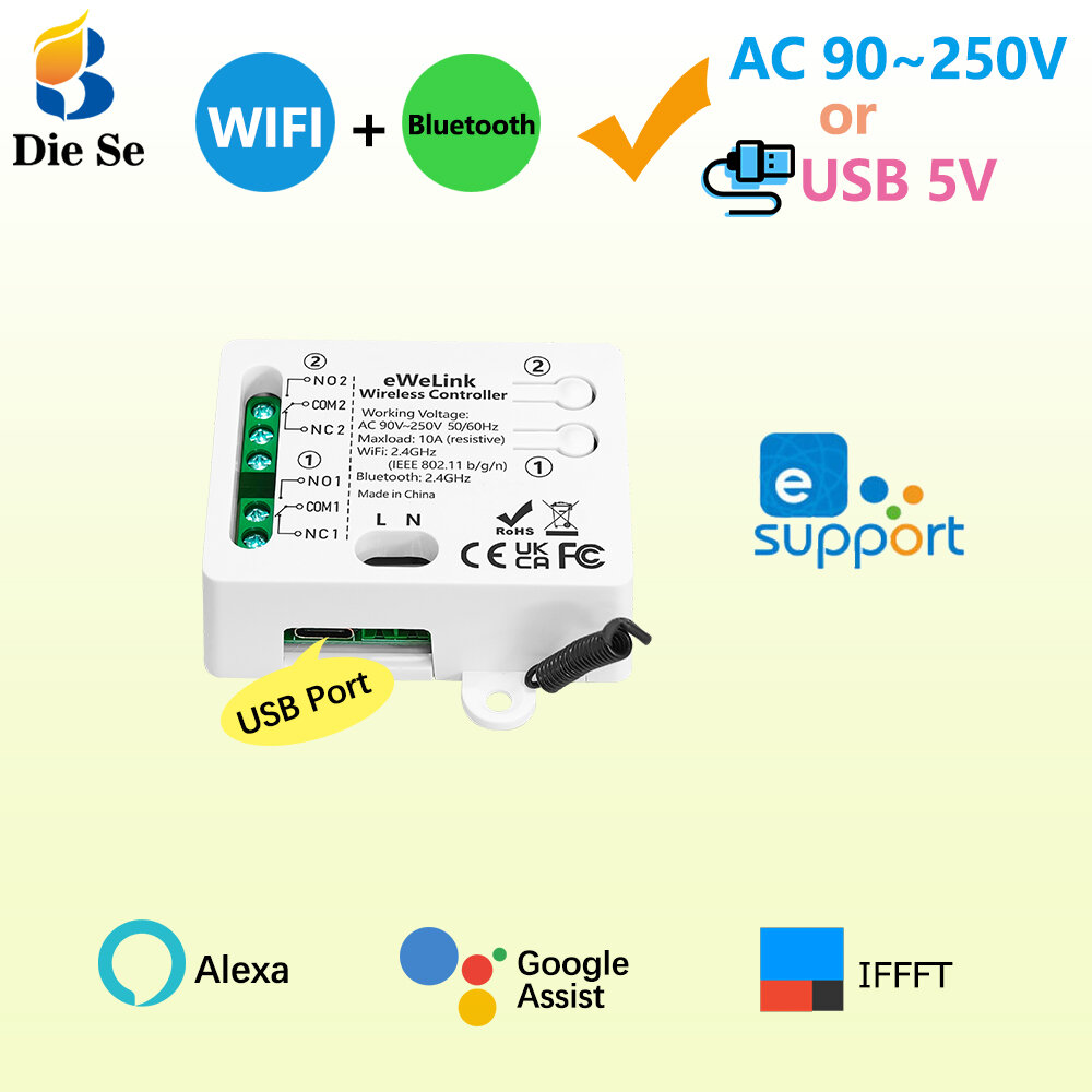 1/2/3/4CH Ewelink WiFi Remote Control Switch Bluetooth Wireless Relay Module DIY