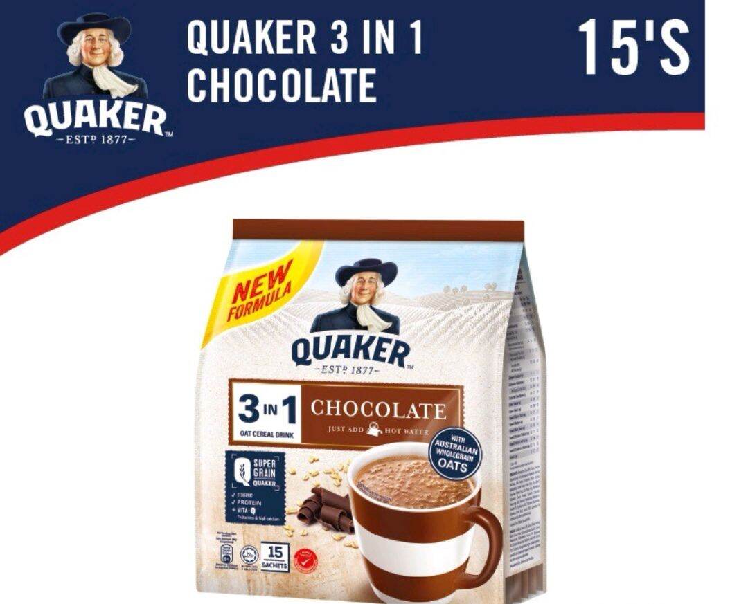 Quaker Oat Cereal Drink 3in1 Chocolate 15's x 28g | Lazada