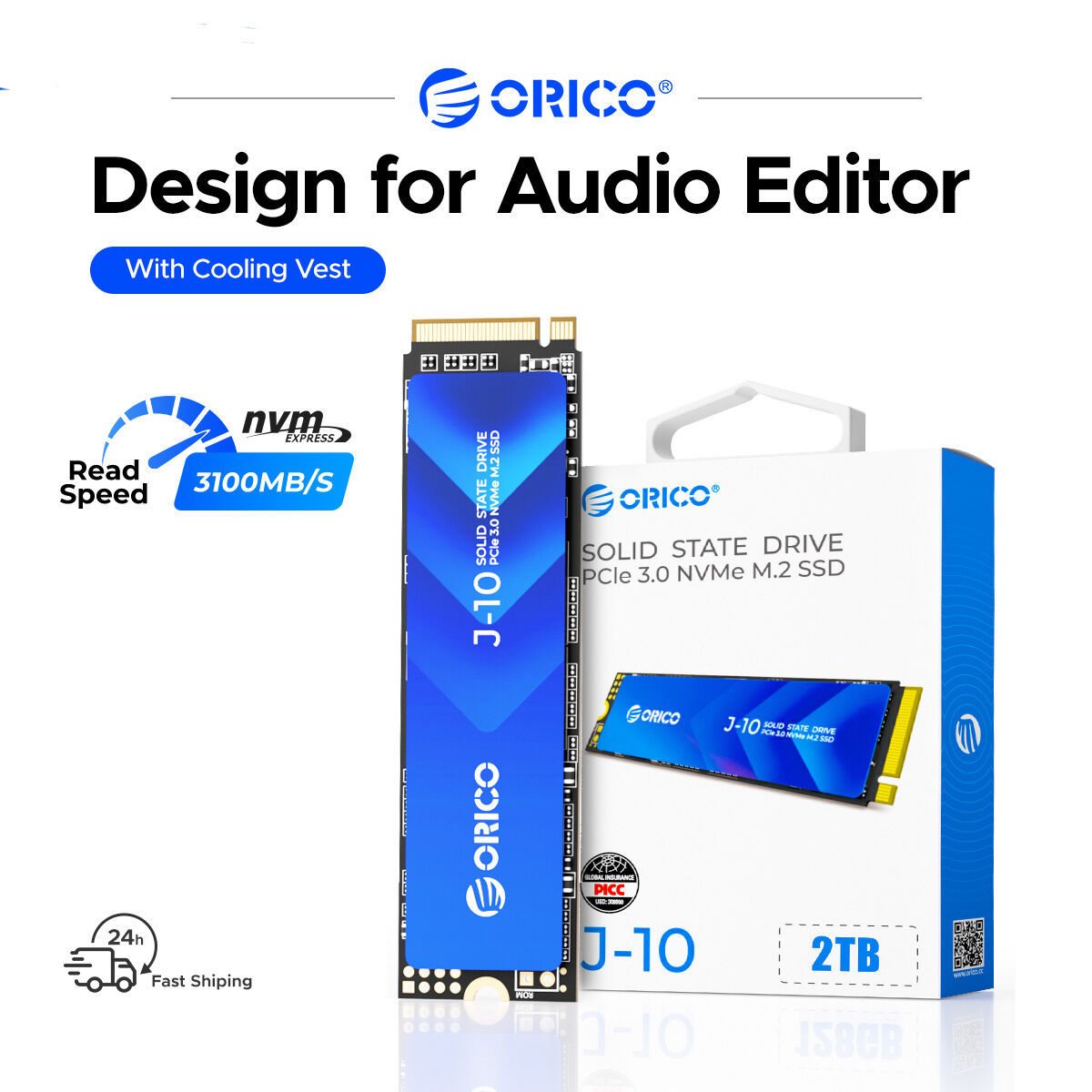 ORICO PCIe3.0 gen3x4 M.2 NVMe SSD với tản nhiệt lên đến 3100 MB/giây 512GB/1TB/2TB 2280 Ổ cứng lưu trữ thể rắn nội bộ SLC cho Máy Tính Xách Tay PC Máy tính để bàn-J10