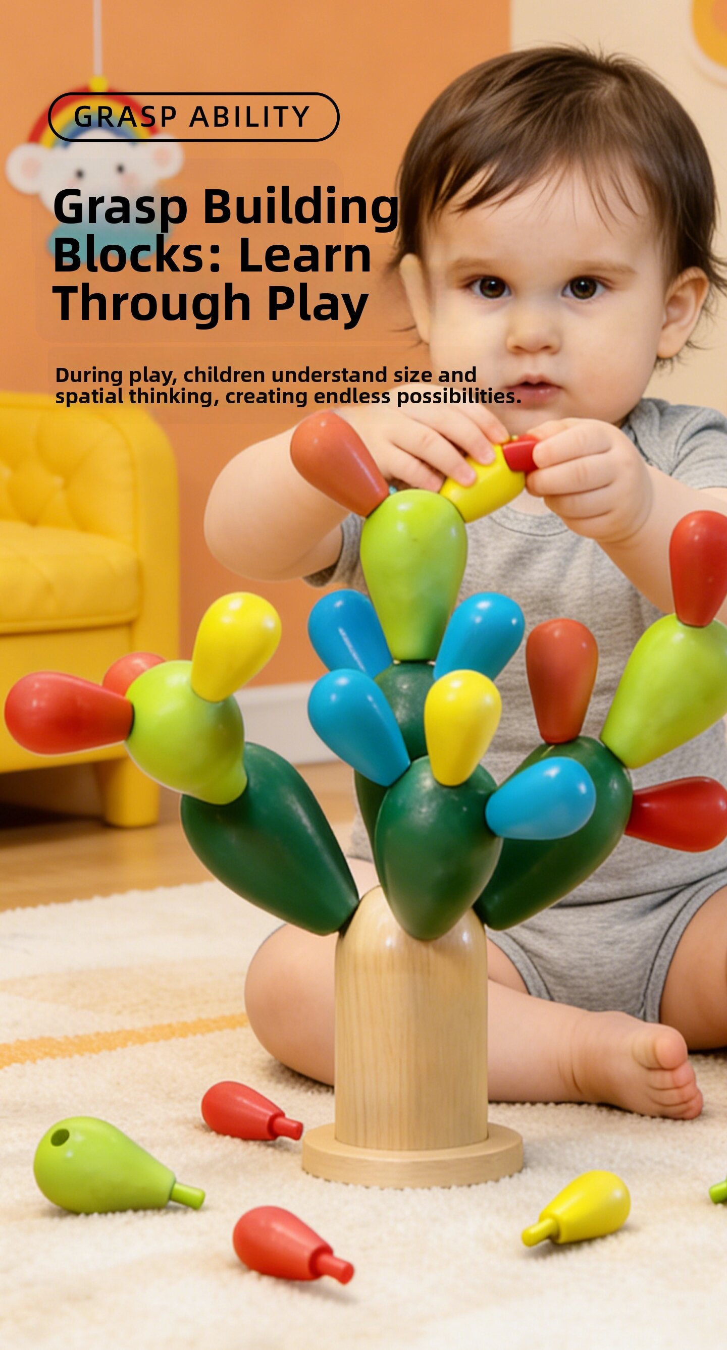 Cactus Building Blocks Educational Toy For Toddlers And Babies_voghion.com