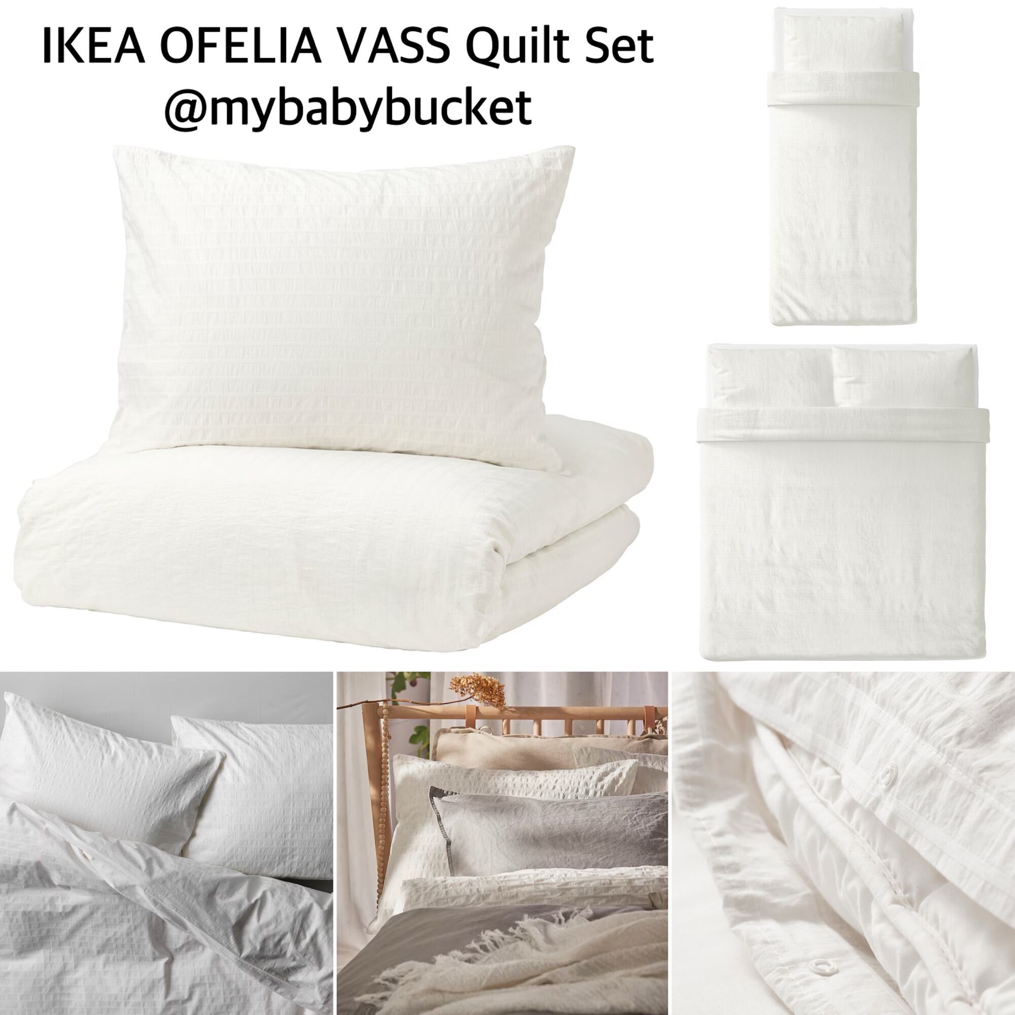 OFELIA VASS duvet cover and pillowcase(s), white, King - IKEA