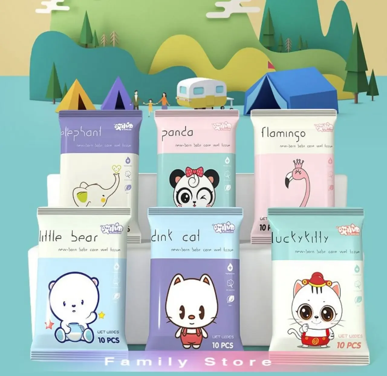 Cutie Carton Baby Wipes Wet Tissue 10pcs per pack