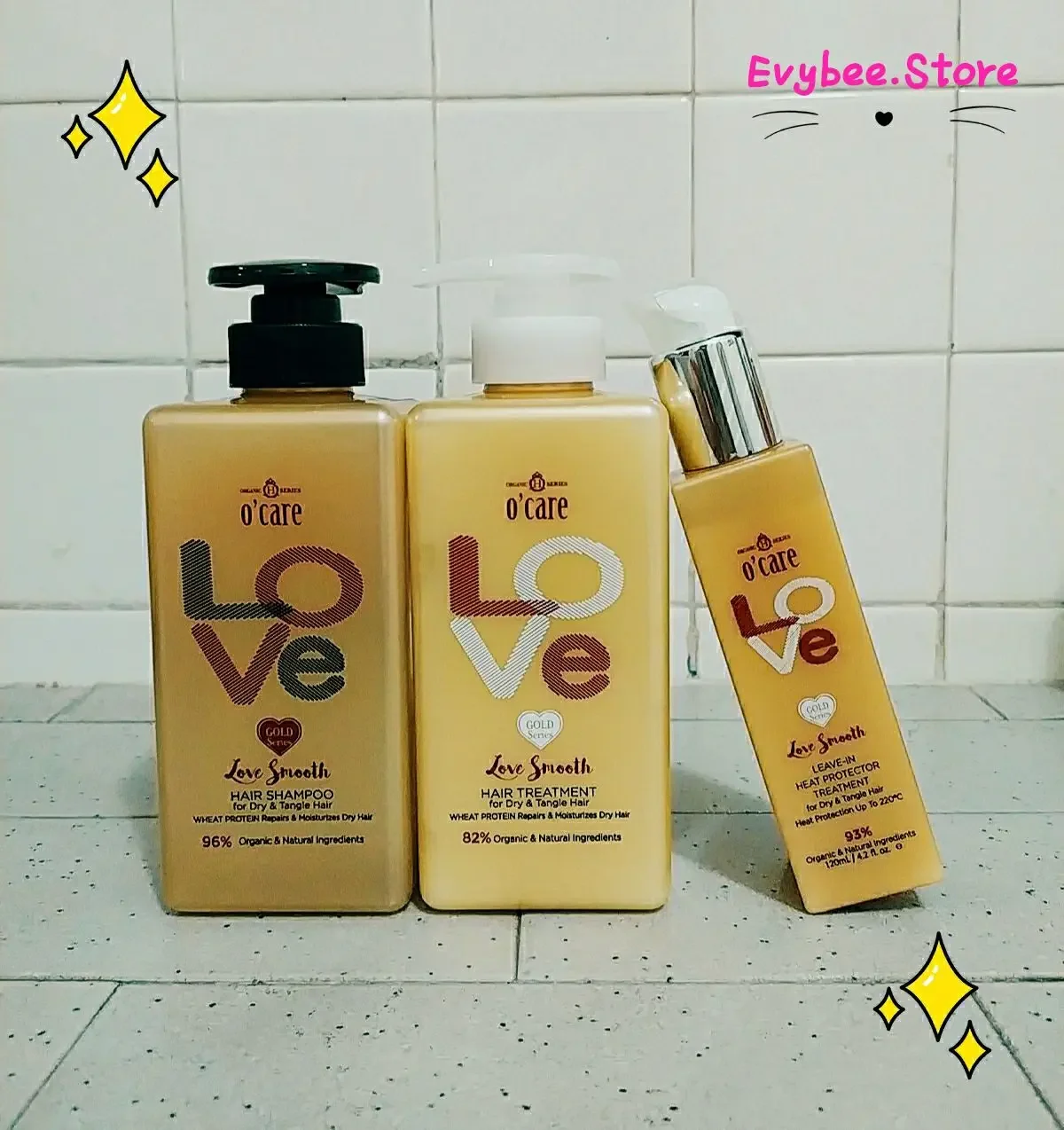Love Smooth Shampoo 500ml+Love Smooth Treatment 500ml+Love Smooth Liv-In Heat Protector 120ml Set