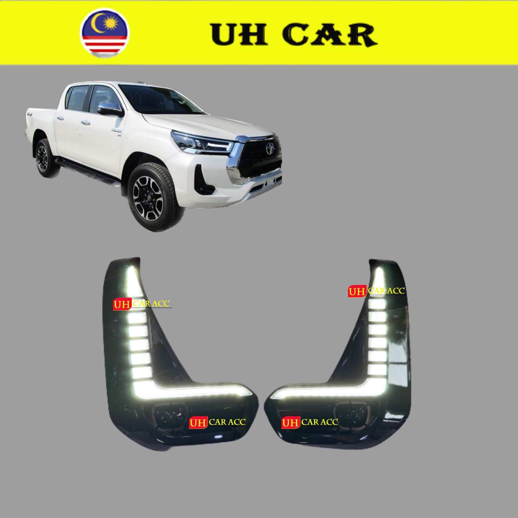 Toyota Hilux Revo Rogue 2.4E 2.4G 2.4V 2020-2022 Front Bumper Drl Daylight Dynamic Led Light With Running Signal. 