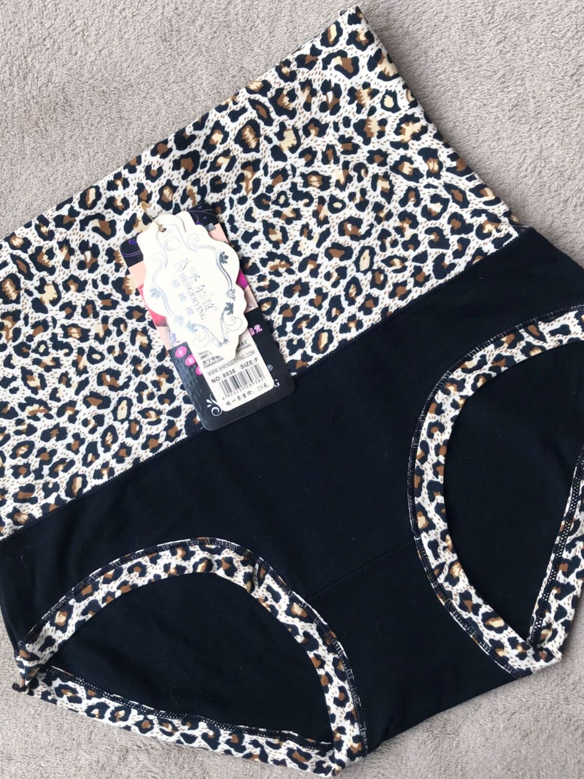 Shenger Ying Women's High Waist Cotton Triangle Panties with Leopard Print Sexy Abdomen Control and Butt Lifting Shorts. 
