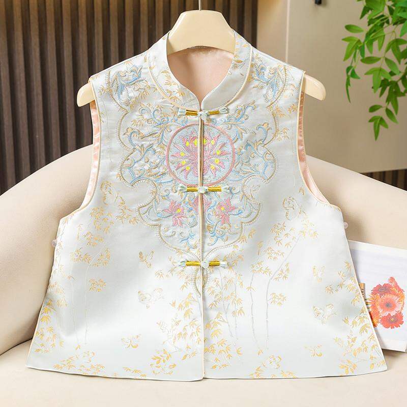 Spring 2025 Womens Traditional Chinese Style Sleeveless Jacket