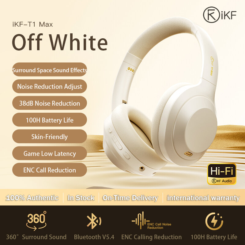 iKF T1-MAX Bluetooth Active Noise Cancelling Headphone HIFI Wireless Headset 100H Wired ENC ANC Earphone 3D Speace Sound Movie Mode