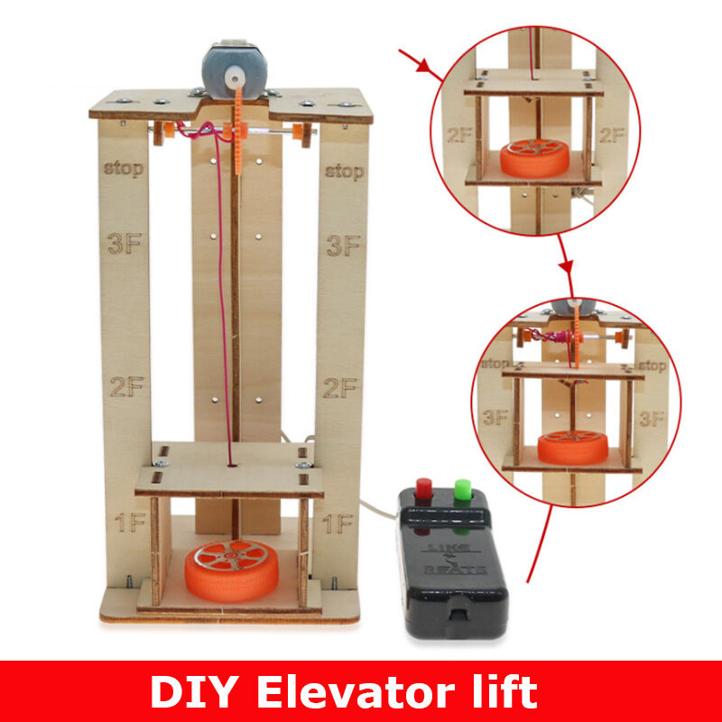 DIY Electric Remote Control Lift Elevator Wooden Model Kit School Projects Experiment Science Toys For Kids Education