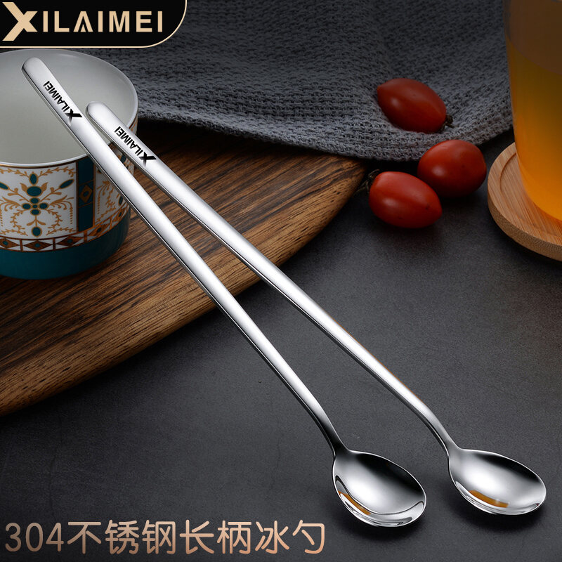 1pc 304 Stainless Steel Spoon, Creative Square Head Flat Bottom