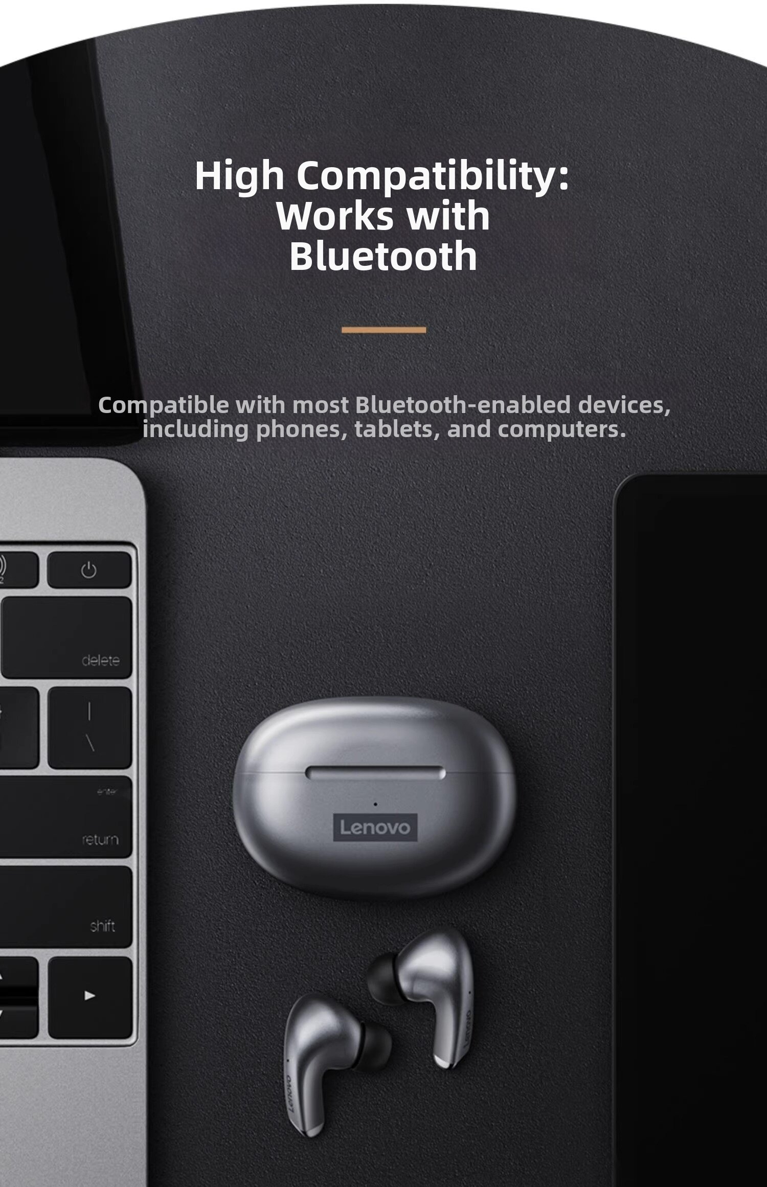 Lenovo Wireless Bluetooth Headphones With Noise Cancelling Sound_voghion.com