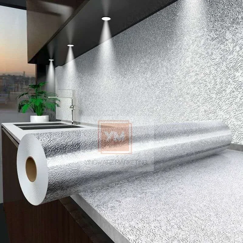 100cm x 61cm Aluminium oil proof waterproof foil sticker self adhesive wallpaper kitchen cabinet drawer stick