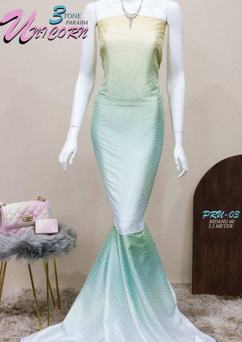 KAIN PASANG JACQUARD SILK UNICORN OMBRE LEOPARD DESIGN PARAIBA SETAMODA KAIN ELA ITALIAN SILK ROYAL SATIN TONE EMBOSS FABRIC TEXTILE RAATOO