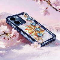 เคสซิลิโคนใสกันกระแทกสำหรับ Vivo Y15S Y15A ฝาครอบ Y01A Y01เคสโทรศัพท์รูปดอกไม้ไฟน่ารักพร้อมสร้อยข้อมือระยิบระยับ