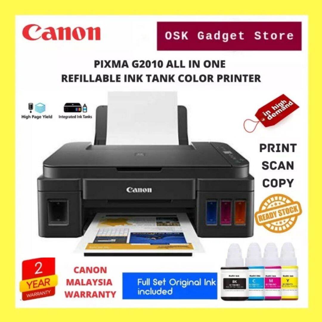 Canon Pixma G2010 Refillable Ink Tank All In One Color Printer Print Scan Copy 2 Years Canon Canon Pixma G2010 Refillable Ink Tank All In One Color Printer Print Scan Copy 2 Years Canon