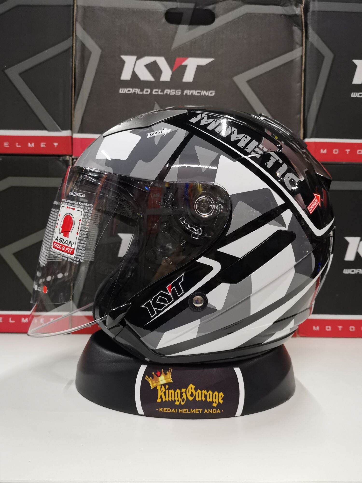 ➡️ KingzGarage ⬅️ Helmet KYT Hellcat Mimetic Grey Glossy Lazada