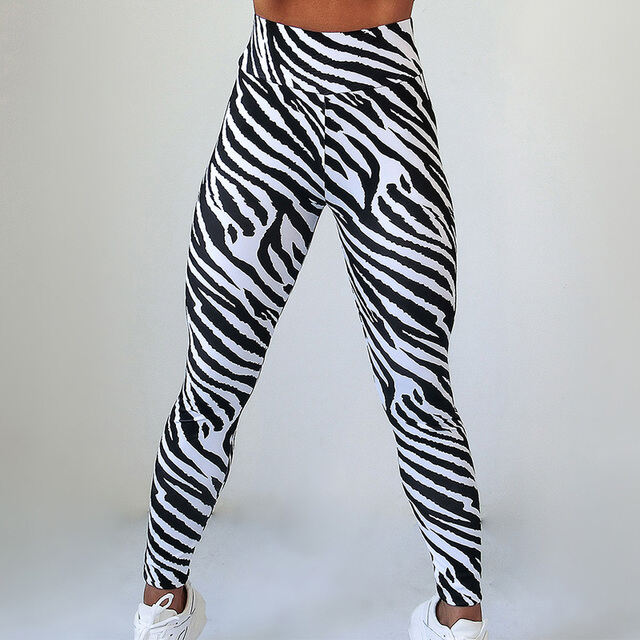 Black and White Striped Yoga Pants Black and White Stripes Hip Lifting