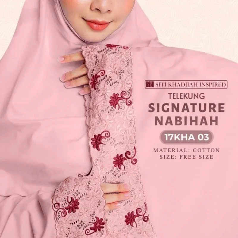 Telekung Siti Khadijah Cotton Signature Nabihah💥PREORDER 💥 free woven bag
