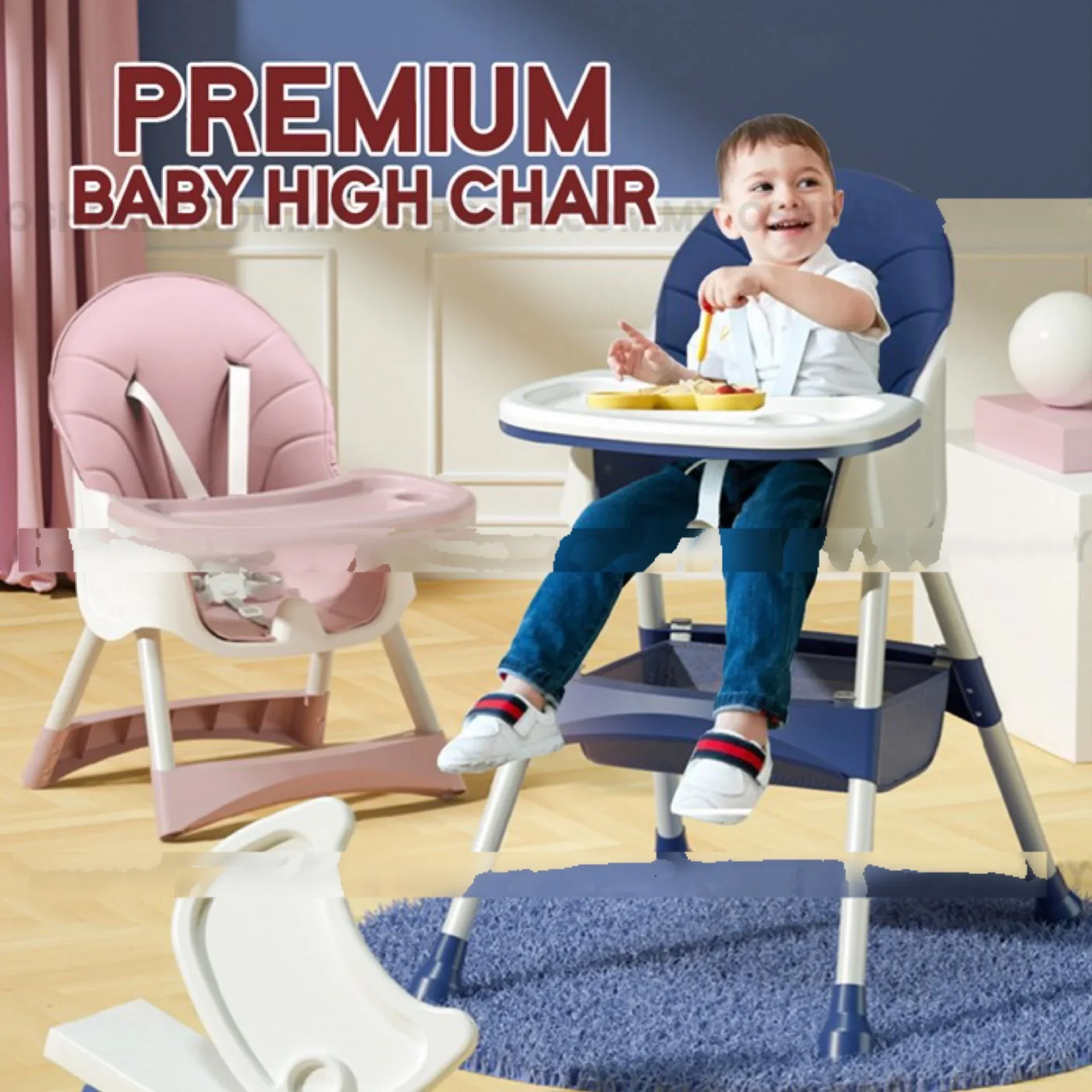 PREMIUM BABY HIGH CHAIR Multi-functional Adjustable Baby Dining chair with Removable Double Plate Kerusi makan Bayi